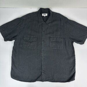 YMC Men's Black Wray Short Sleeve Linen Relaxed Button Down Luxury Shirt L/C53